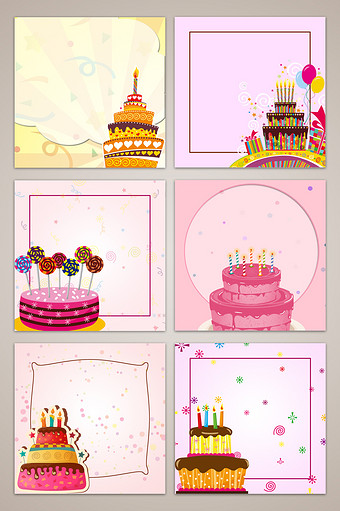 梦幻生日蛋糕边框主图背景图片