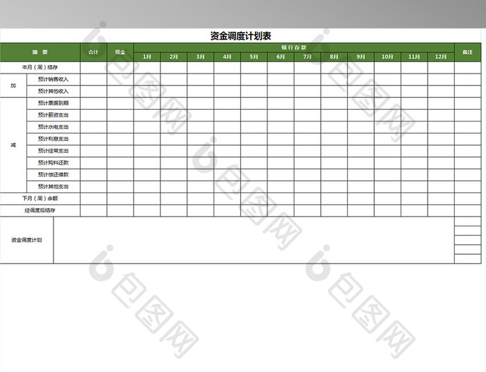 公司财务资金调度计划表
