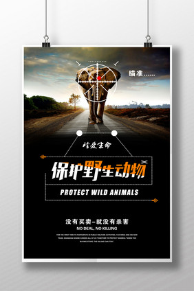 保护野生动物保护动物宣传爱护动物动物海报