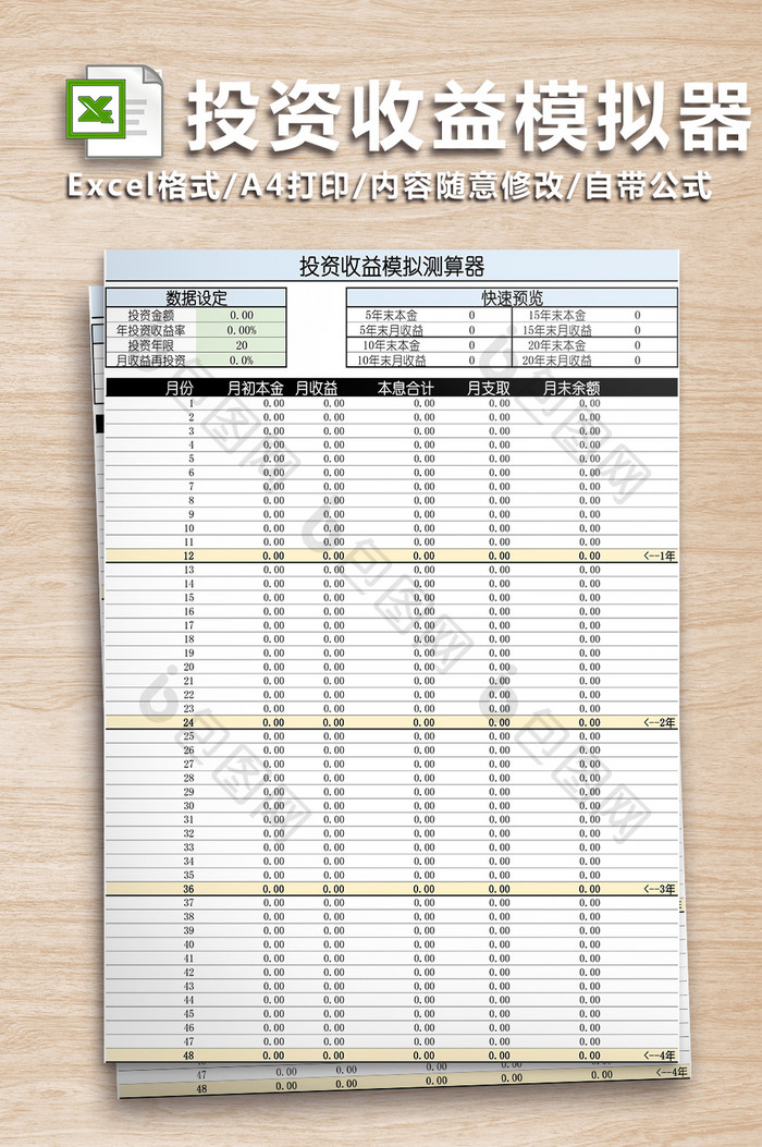 投资收益模拟测算器