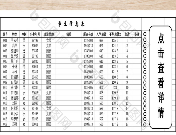 学生信息表二联表