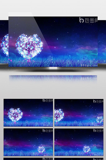 LED幸福浪漫缤纷心形花朵飘浮粒子图片