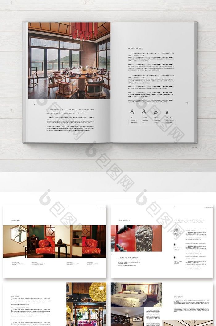 红色大气极简风格的红木家具画册设计