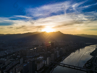 福建福州城市清晨航拍摄影图