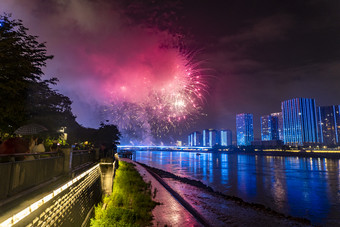 福建福州城市烟花灯光秀