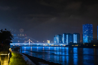 福建福州城市烟花灯光秀