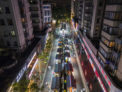 福建福州达明路美食街夜景航拍