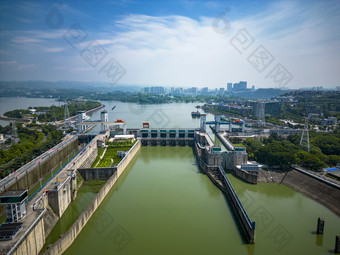 湖北宜昌三峡葛洲坝水电站航拍摄影图
