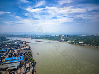 湖北宜昌至喜长江大桥航拍摄影图