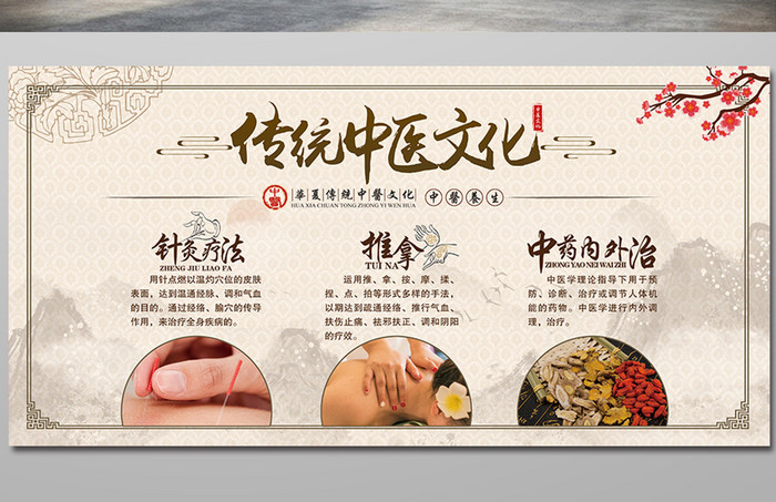 传统中医文化宣传展板模板