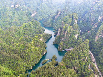 湖南张家界武陵源5A景区宝峰湖风景区航拍摄影图