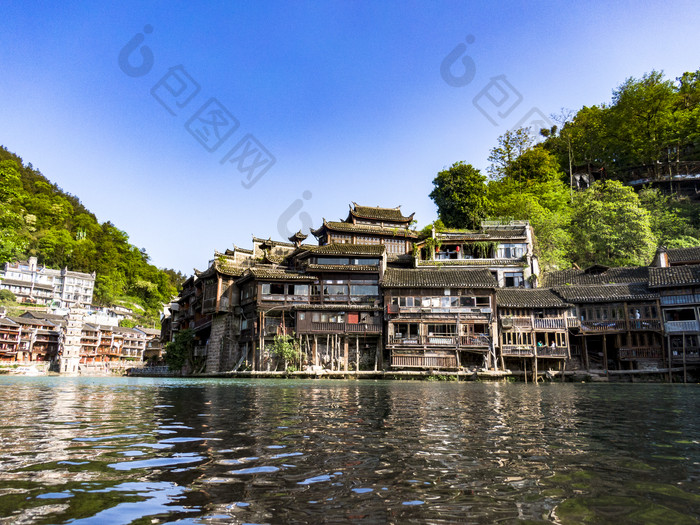 中国著名旅游景点湖南湘西凤凰古城航拍摄影包图企业站