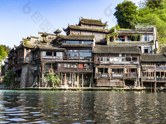 中国著名旅游景点湖南湘西凤凰古城航拍摄影图