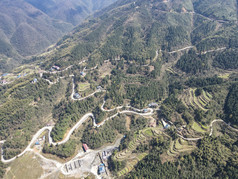 祖国壮丽山河蜿蜒盘山公路航拍摄影图