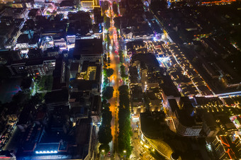 城市夜景交通<strong>车辆行驶</strong>航拍摄影图