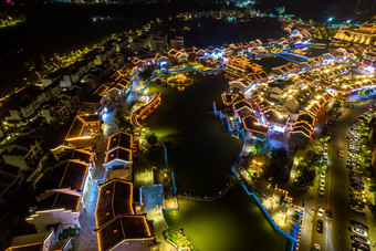 广西崇左市太平府夜景天平古城夜景航拍摄影图