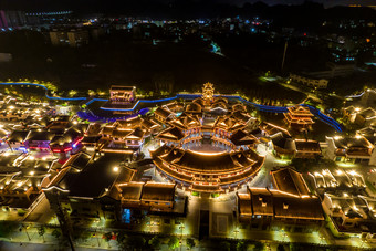 广西崇左市太平府<strong>夜景</strong>天平古城<strong>夜景</strong>航拍摄影图