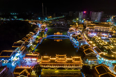 广西崇左市太平府夜景天平古城夜景航拍摄影图