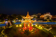 广西崇左市太平府夜景天平古城夜景航拍摄影图