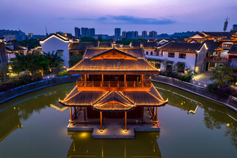 广西崇左市太平府夜景天平古城夜景航拍摄影图