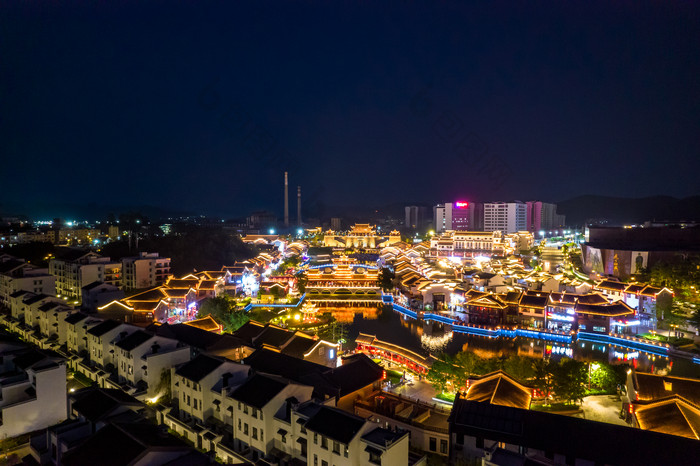 广西崇左市太平府夜景天平古城夜景航拍摄影