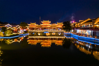 广西崇左市太平府夜景<strong>天平</strong>古城夜景航拍摄影图