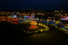 广西崇左市太平府夜景天平古城夜景航拍摄影图