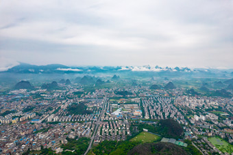 广西桂林城市<strong>山水</strong>风航拍<strong>摄影图</strong>