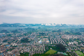 广西桂林城市<strong>山水风</strong>航拍摄影图