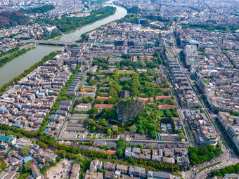 广西桂林独秀峰王府5A景区航拍摄影图