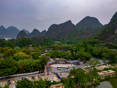 广西桂林刘三姐大观园4A景区航拍摄影图