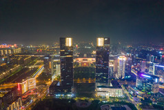 广西桂林日月双塔夜景灯光航拍摄影图 (112)