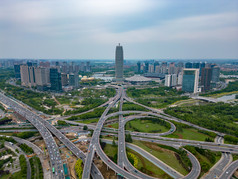 广西桂林日月双塔夜景灯光航拍摄影图