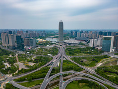 广西桂林日月双塔夜景灯光航拍摄影图