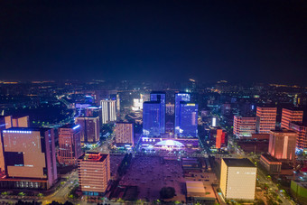 广西桂林日月双塔夜景灯光航拍摄影图