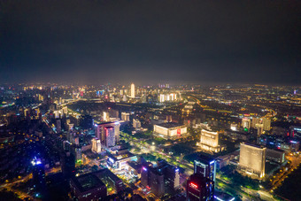 广西桂林<strong>日月</strong>双塔夜景灯光航拍摄影图