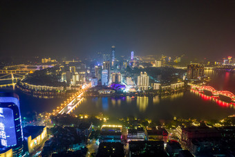 广西柳州城市夜景灯光航拍摄影图