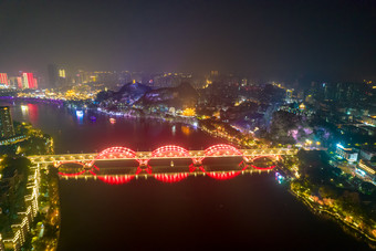 广西柳州城市夜景灯光航拍摄影图