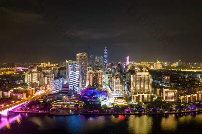 广西柳州柳江城市夜景灯光航拍摄影图图片-包图网企业站