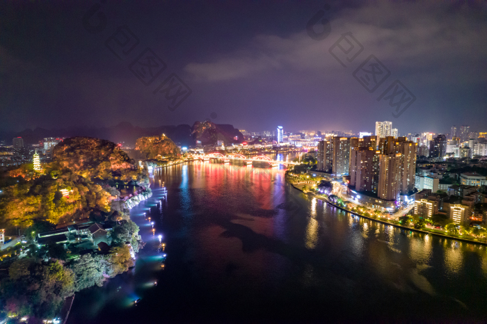 广西柳州柳江城市夜景灯光航拍摄影图图片-包图网企业站