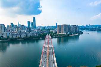 广西柳州柳江文惠桥航拍摄影图
