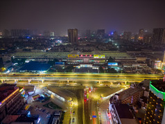 广西南宁城市夜景灯光航拍摄影图