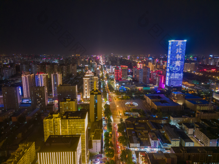 航拍石家庄中山东路北国商城-包图企业站