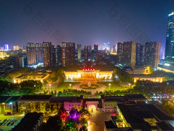 河北邯郸城市夜景灯光航拍摄影图
