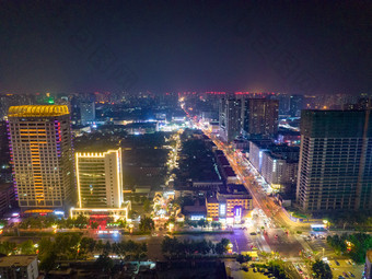 河北邯郸城市夜景灯光航拍摄影图