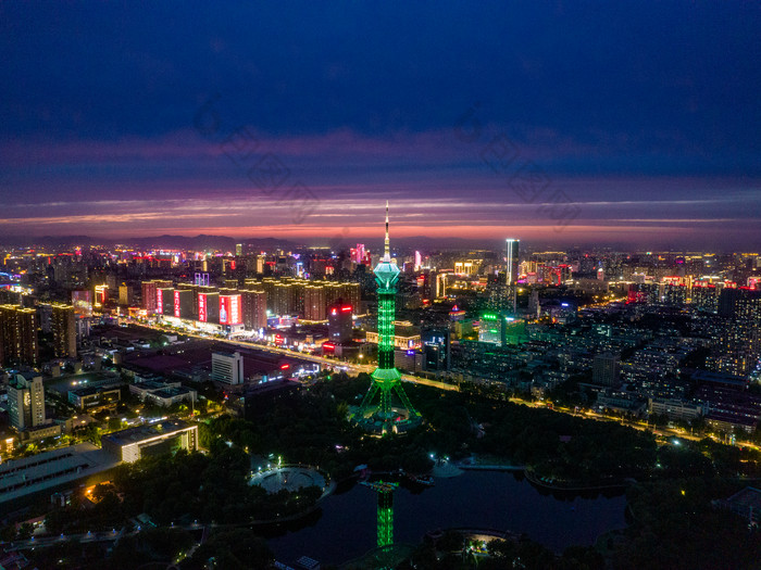 河北石家庄城市夜景灯光航拍摄影图