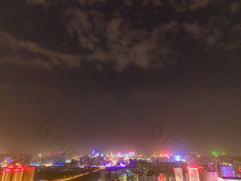 河北石家庄夜景航拍摄影图
