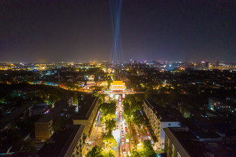 河南开封大梁门夜景灯光航拍摄影图