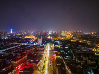 河南洛阳城市夜景灯光航拍摄影图