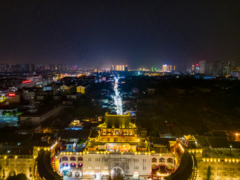 河南洛阳丽景门西大街夜景航拍摄影图